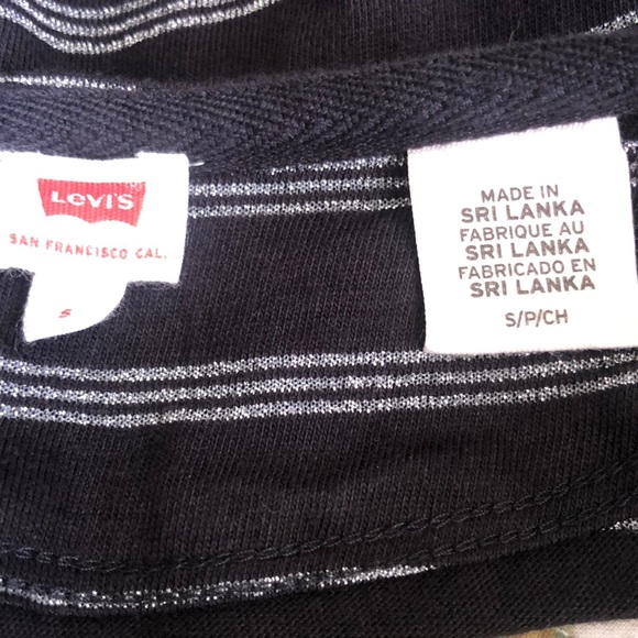 LEVI’S BLACK/SILVER METALLIC STRIPE TOP - Picture 4 of 4